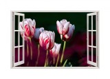 Cumpara ieftin Autocolant decorativ, Fereastra, Arbori si flori, Multicolor, 83 cm, 471ST