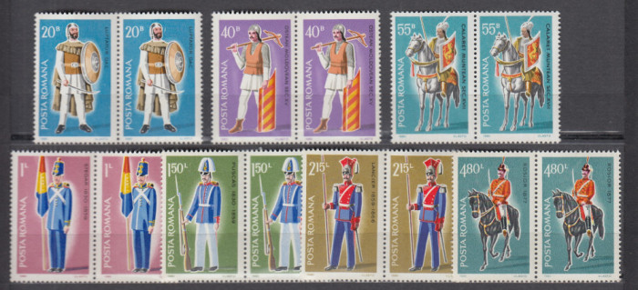 ROMANIA 1980 LP 1021 UNIFORME MILITARE ROMANESTI PERECHE SERII MNH