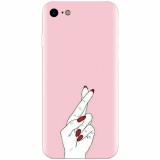 Husa silicon pentru Apple Iphone 6 / 6S, Pink Finger Cross