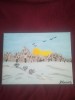 TABLOU PE PANZA CU SASIU NOU 30X40 CM PEISAJ DE IARNA PRET DOAR 20 LEI