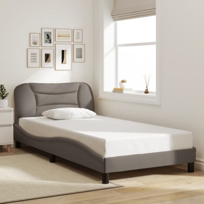 vidaXL Cadru de pat fără saltea, gri taupe, 100x200 cm, textil 3207755 foto