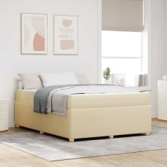 vidaXL Cadru de pat cu saltea cu saltea Crem 140 x 200 cm țesătură