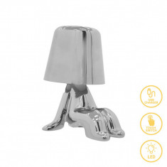 Lampa de masa cu incarcare USB Radiance, Pakoworld, 15x15x17 cm, metal, argintiu