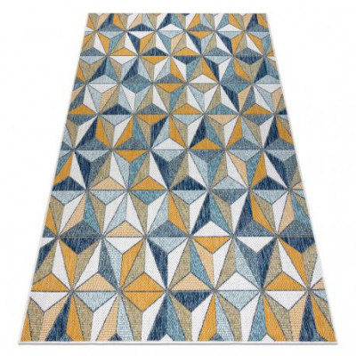 Covor SISAL COOPER Mozaic, Triunghiurile 22222 ecru / albastru inchis, 160x220 cm foto