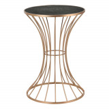 Masuta Living Clepsidra Rotunda, Aramiu/Negru, Metal/MDF, Diametru 37 cm, Inaltime 55 cm