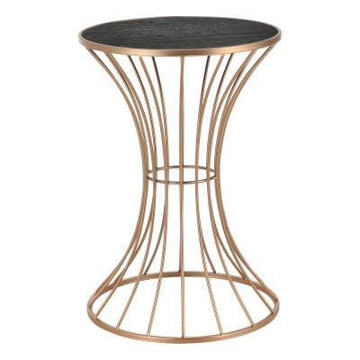 Masuta Living Clepsidra Rotunda, Aramiu/Negru, Metal/MDF, Diametru 37 cm, Inaltime 55 cm foto