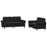 Cumpara ieftin Set de canapele cu perne, 2 piese, negru, catifea