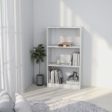 vidaXL Bibliotecă cu 3 rafturi, alb, 60 x 24 x 108 cm, PAL
