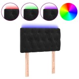 Cumpara ieftin Tablie de pat cu LED, negru, 80x7x78/88 cm, catifea