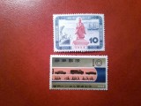 2 Serii de 1 valoare Japonia 1958 : statuie , vapoare si transporturi