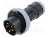 Conector alimentare AC, IEC 60309, IP69K, 16A, {{Tensiune nominala}}, 5 pini, AMPHENOL - 2CMA166496R1000