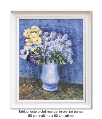 Tablou pictat manual inramat, Aranjament floral - 60x50cm ulei pe panza, repro Vincent van Gogh foto