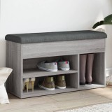 vidaXL Bancă de pantofi, gri sonoma, 82x32x45,5 cm, lemn prelucrat