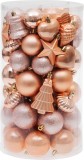 Set globuri de Craciun pentru brad, 65 piese, roz auriu, MagicHome