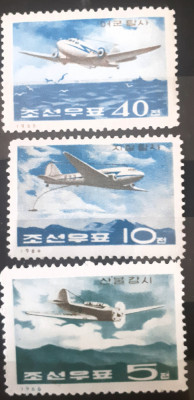 Korea 1966 avioane, aviatie 3v. Neuzate Coreea 1966 foto