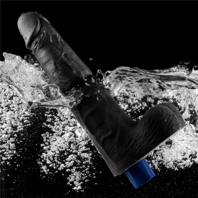 Vibrator Realistic Cu Testicule Real Softee, Negru, 25 cm foto