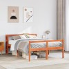 VidaXL Cadru de pat cu tăblie, maro ceruit, 135x190 cm, lemn masiv pin 3305878