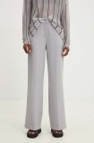 Answear Lab pantaloni femei, culoarea gri, drept, high waist