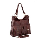 Geanta Dama Umar Piele Naturala Vachetta Coniac P161A, Fabricata in Italia, 36x10x37 cm