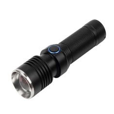 Lanterna de supravietuire DEPOX&reg;, Lichthelfer, metalica, LED, USB, zoom, negru