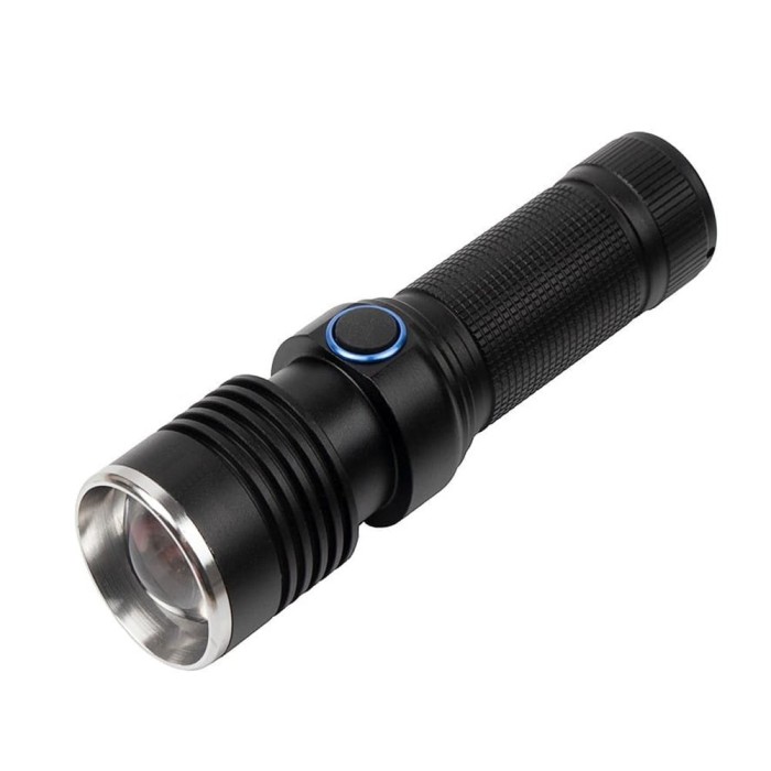 Lanterna de supravietuire DEPOX&reg;, Lichthelfer, metalica, LED, USB, zoom, negru