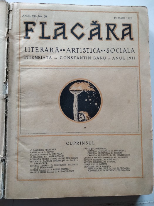 Colecție Revista Flacăra 1922 colegat multe numere, stare foarte buna