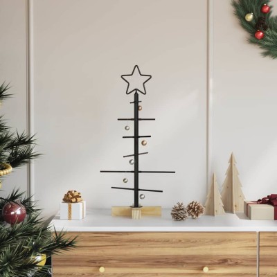 vidaXL Pom de Crăciun din metal Negru 60 cm Oțel vopsit &amp;icirc;n pulbere 42019175 foto