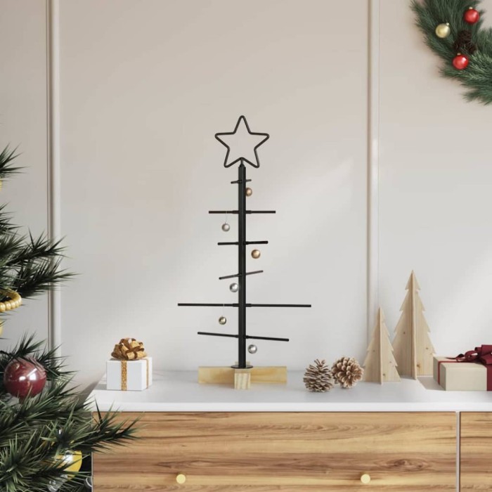 vidaXL Pom de Crăciun din metal Negru 60 cm Oțel vopsit &icirc;n pulbere 42019175