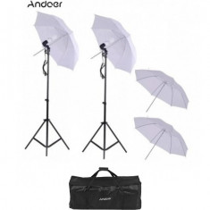 Kit foto studio,lumini,4 umbrele alb,negru,trepiezi 200 cm,becuri + geanta transport