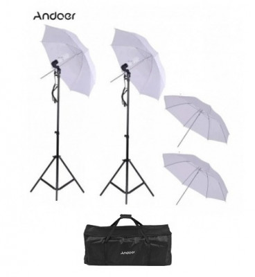 Kit foto studio,lumini,4 umbrele alb,negru,trepiezi 200 cm,becuri + geanta transport foto