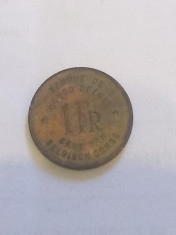 Moneda 1 franc 1944 Congo foto