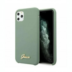 Husa Cover Guess Silicone pentru iPhone 11 Pro Max Vintage Gold Logo Kaki foto