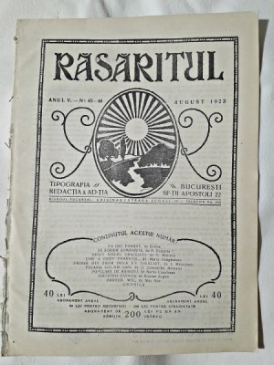 Revista Rasaritul, anul V, nr.45-48/1923 (din cuprins, versuri de V.Militaru) foto