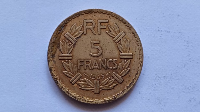 Franta -5 Francs 1945-Bronz