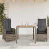 VidaXL Set bistro de grădină cu perne, 3 piese, gri, poliratan 3277019