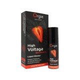 Gel ORGIE High Voltage Strawberry Liquid Vibrator, pentru stimularea clitorisului, cu efect de vibrație și furnicături, aromă de căpșuni 15 ml