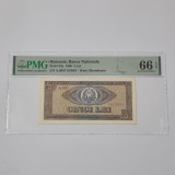 BANCNOTA UNC 5 LEI 1966 GRADATA PMG 66 EPQ