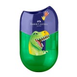 Ascuțitoare plastic dublă cu container Faber-Castell Dinozauri