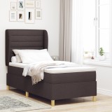 vidaXL Pat box spring cu saltea, maro &icirc;nchis, 90x200 cm, textil