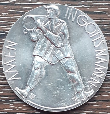 (A719) MEDALIE DIN ARGINT ELVETIA - AMEN IN GOTTS NAMEN, PATINA FRUMOASA, AG 900 foto