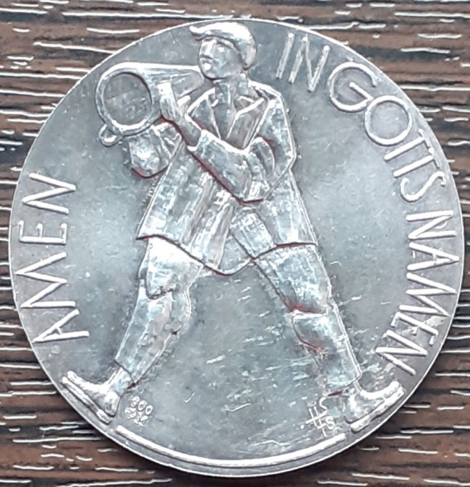 (A719) MEDALIE DIN ARGINT ELVETIA - AMEN IN GOTTS NAMEN, PATINA FRUMOASA, AG 900