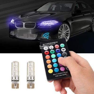 Set 2 x becuri auto colorate pozitie LED T10, telecomanda, 2W | Okazii.ro