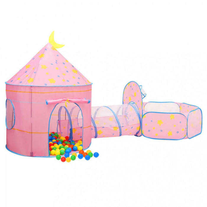 Cort de joaca pentru copii cu 250 bile, roz, 301x120x128 cm