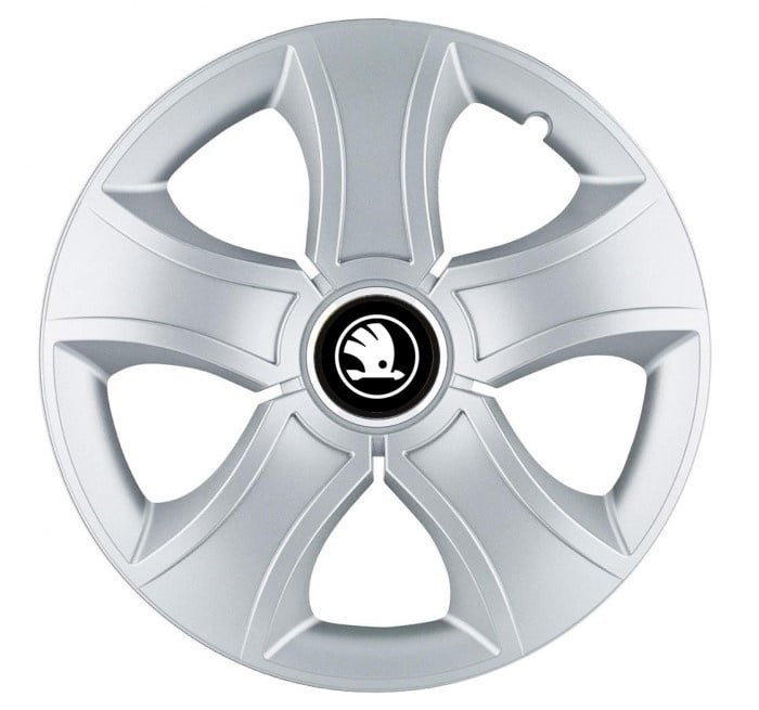 Set 4 Capace Roti Bis Gri R16, pentru Skoda Alb Negru