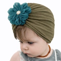 Caciulita kaki tip turban - Floricica (Marime Disponibila: 6-9 luni)