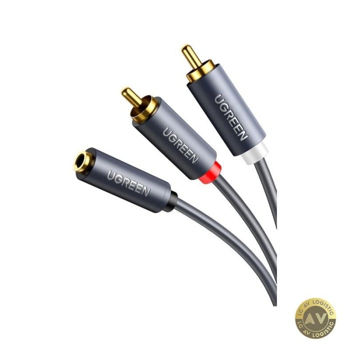 Cablu Audio 3.5mm - 2 x RCA UGREEN AV102 1m Gri