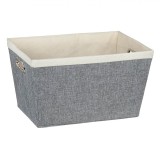 Cos de Depozitare, Model Textil Dur, Gri Ecru, 40x28x23cm, Manere Metalice, Oem