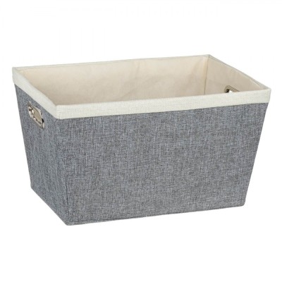 Cos de Depozitare, Model Textil Dur, Gri Ecru, 40x28x23cm, Manere Metalice foto