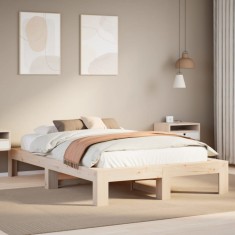 vidaXL Cadru de pat fără saltea, 135x190 cm, lemn masiv de pin 3308747