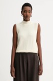 Sessun vestă de l&acirc;nă culoarea bej, light, cu turtleneck, 25109018